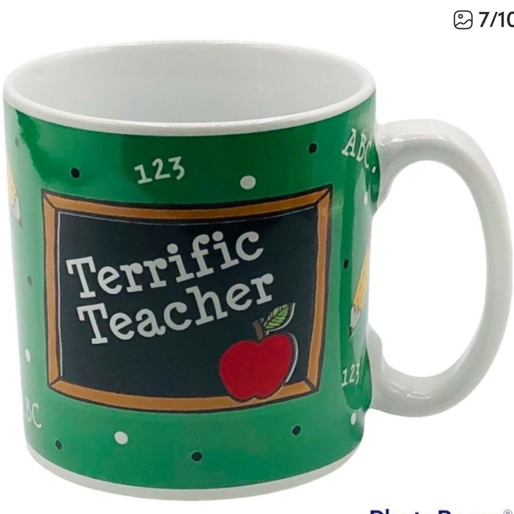 TEACHER MUG Gift Coffee Terrific Burton School Daze Ceramic Chalk Board & Apple